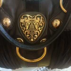 Gucci Black Shoulder Bag with Gold Accents